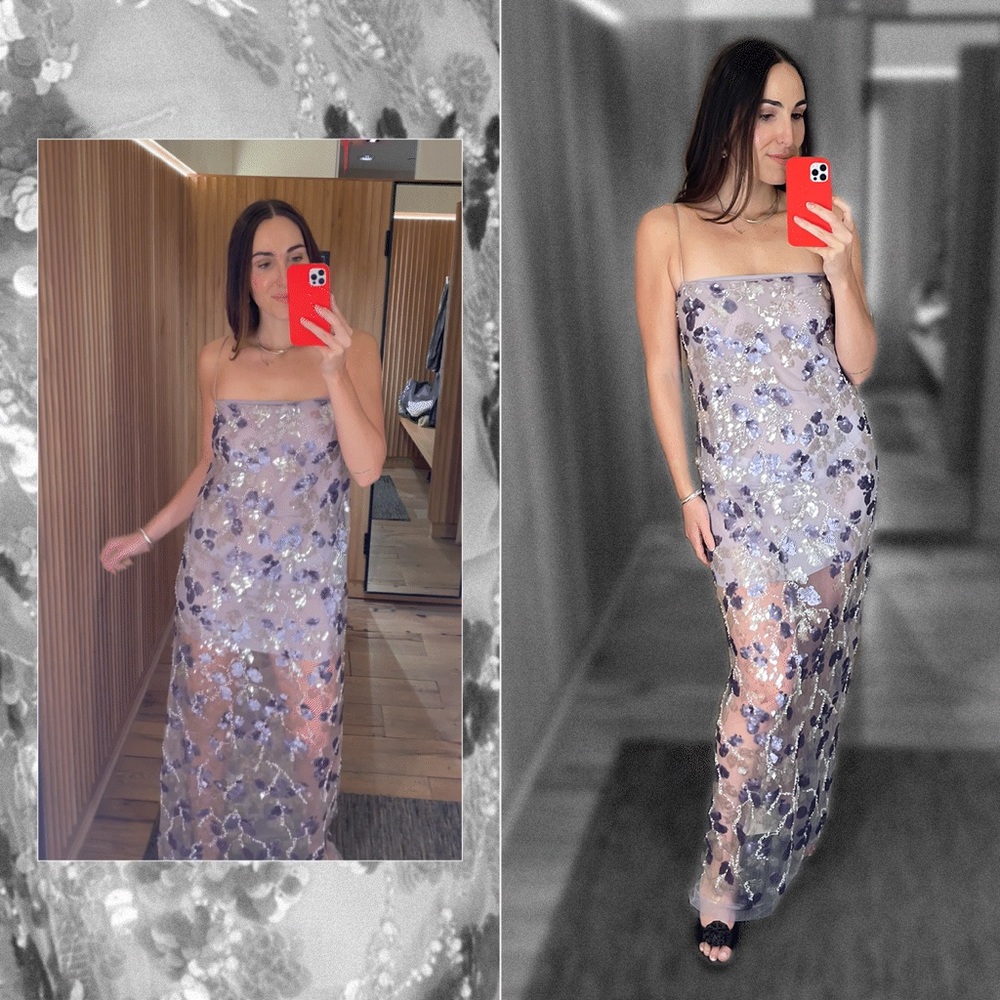 Jen Ceballos x Mango Sequin Embroidered Dress
